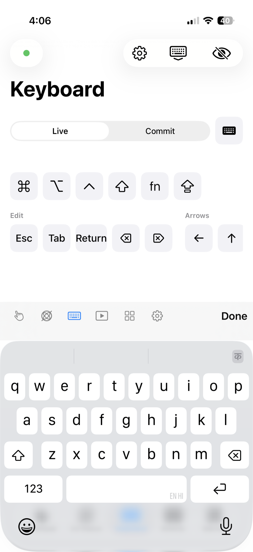 Keyboard screen in light mode